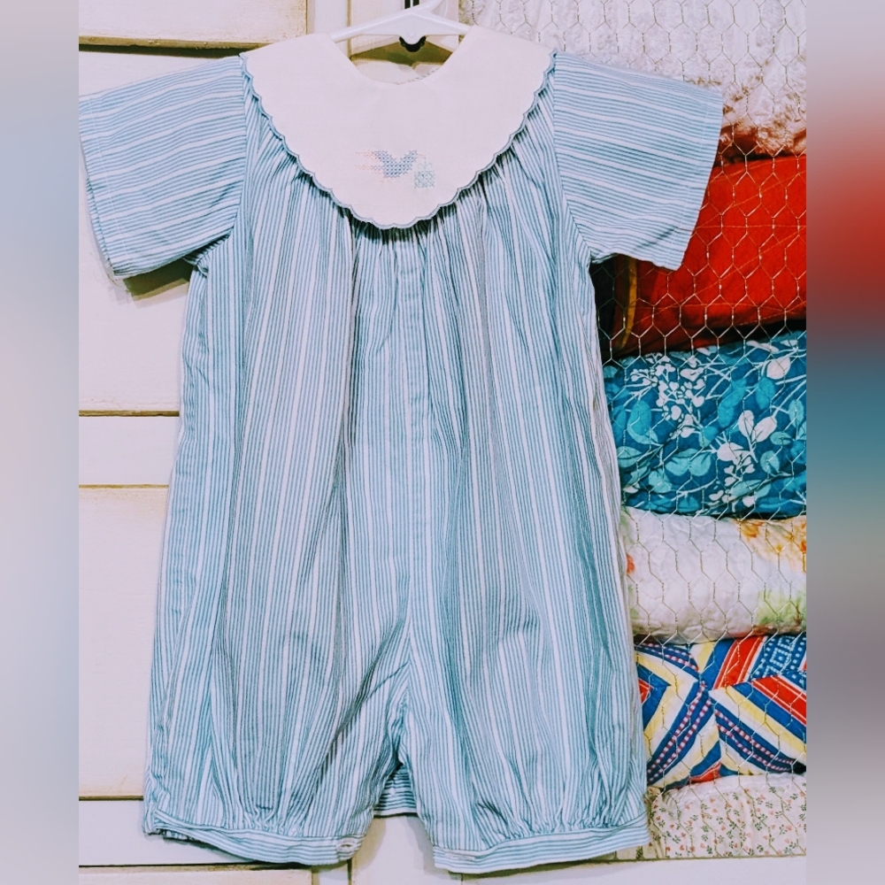 12 Months Made In France Romper Embroidered Summer One Piece Cotton